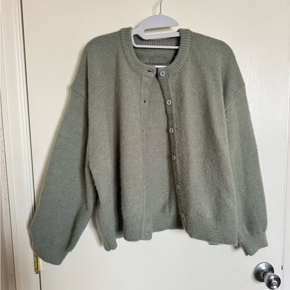 Daily Drills Green Cardigan Button Sweater
